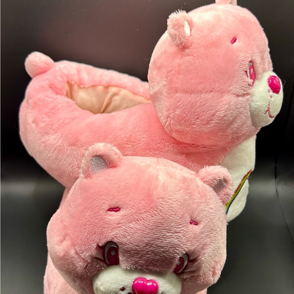 Pink Plush Bear Slippers